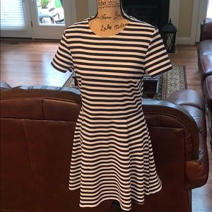 Cute blue and white pleated mini dress